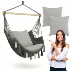 KRZESŁO BRAZYLIJSKIE OGRODOWE Z PODUSZKAMI FOTEL BRAZYLIJSKI HAMAK BOHO XL