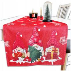 BIEŻNIK ŚWIĄTECZNY NA STÓŁ OBRUS ŚWIĘTA 220x40cm SKRZATY KRASNAL CZERWONY