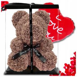 DUŻY MIŚ Z RÓŻ ZESTAW LED PREZENT 25CM XL WALENTYNKI DLA NIEJ URODZINY LED