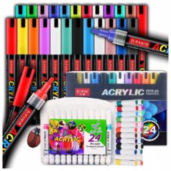 MARKERY AKRYLOWE ZESTAW 48 SZT Pisaki Flamastry Mazaki SUPER COMBO 2mm 4mm