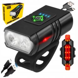 LAMPKA ROWEROWA PRZEDNIA TYLNA LED PRZÓD AKUMULATOROWA ZESTAW LAMPEK USB