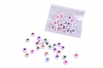 Koraliki serca serduszka 7mm 25szt MIX akrylowe