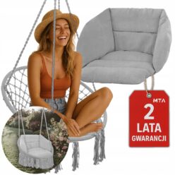 HUŚTAWKA BOCIANIE GNIAZDO +PODUSZKA FOTEL WISZĄCY BOHO DO DOMU OGRODU 120CM