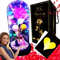 Wieczna róża w szkle LED Prezent Urodziny Rocznica Dzień Nauczyciela BALON