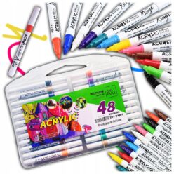 MARKERY AKRYLOWE PISAKI do KAMIENIA 0,7mm Cienkie Flamastry Mazaki 48 sztuk