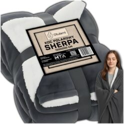 KOC POLAROWY DWUSTRONNY 150x200 BARANEK SHERPA CIEPŁY ZIMOWY NARZUTA PLED