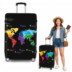 Pokrowiec Na Walizkę Podróżną Ochronny Etui Mapa Świata XL Bagaż 55x75x35cm