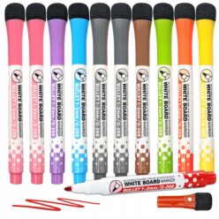 Cienkie markery suchościeralne do tablic magnetycznych zestaw 10 kolorów