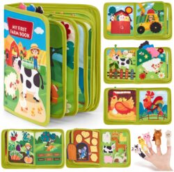 KSIĄŻECZKA SENSORECZNA MONTESSORI KSIĄŻKA FILCOWA EDUKACYJNA 3D FARMA