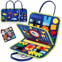 TABLICA SENSORYCZNA DINOZAUR MONTESSORI MANIPULACYJNA KSIĄŻKA 3D DLA DZIECI