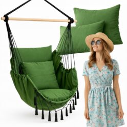 FOTEL WISZĄCY Krzesło Brazylijskie Ogrodowy bujany zestaw dom BOHO hamak HQ