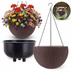 DONICZKA WISZĄCA NA KWIATY KWIETNIK ELEGANCKA NA BALKON TARAS BRĄZOWA 26cm
