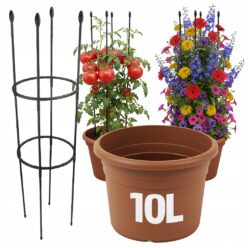 DONICZKA STELAŻ DO UPRAWY POMIDORÓW WARZYW OSŁONKA STAL OKRĄGŁA WKŁAD 10L