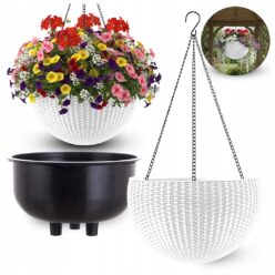 DONICZKA WISZĄCA NA KWIATY KWIETNIK ELEGANCKA NA BALKON TARAS BIAŁA 26cm