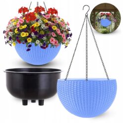 DONICZKA WISZĄCA NA KWIATY KWIETNIK ELEGANCKA BALKON TARAS NIEBIESKA 26cm