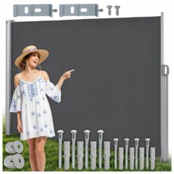 MARKIZA BOCZNA TARASOWA OSŁONA PARWAN ROLETA NA TARAS WYSUWANA 350x180 cm