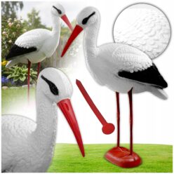 BOCIAN STOJĄCY DUŻY JAK ŻYWY FIGURKA OGRODOWA DEKORACJA DO OGRODU 78CM PTAK