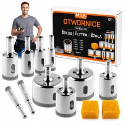 OTWORNICE DIAMENTOWE GRES PŁYTKI SZKŁO 6-68mm NAJWIĘKSZY ZESTAW + GRATIS