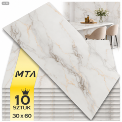 Panele Ścienne Płytki Samoprzylepne 30cmx60cm PCV Marmur Połysk 10x Zestaw